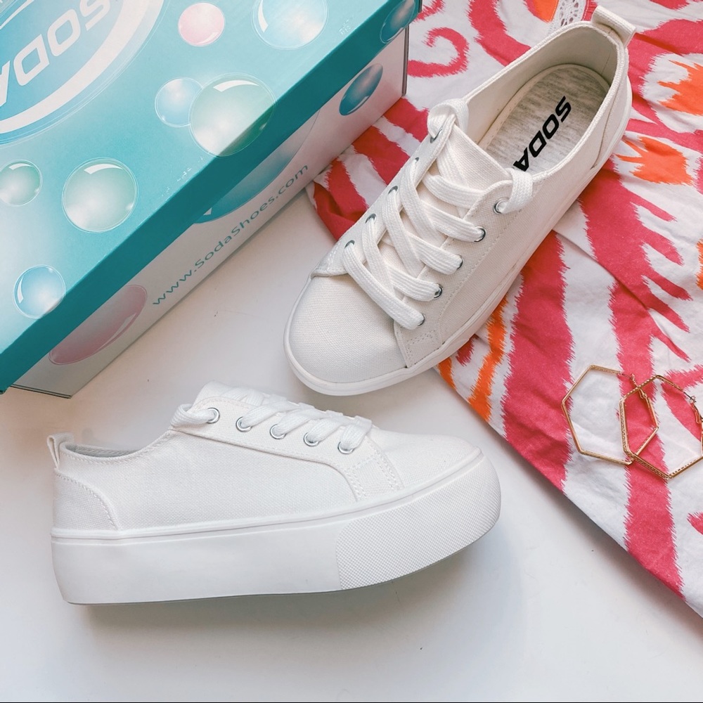 Restocked Soda Petal white canvas platform sneaker